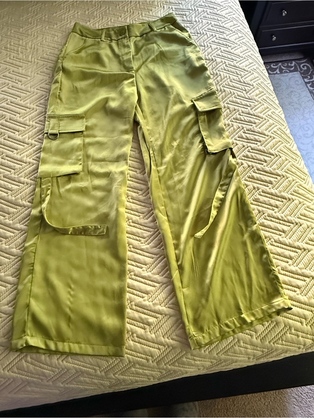 Sincerely Jules Lime Green Satin Pants - Picture 7 of 8